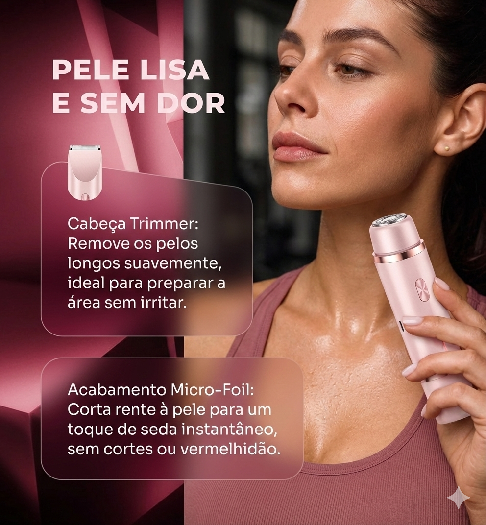 Depilador Elétrico Dual-Head 2 em 1 – Pele Lisinha com Precisão e Conforto