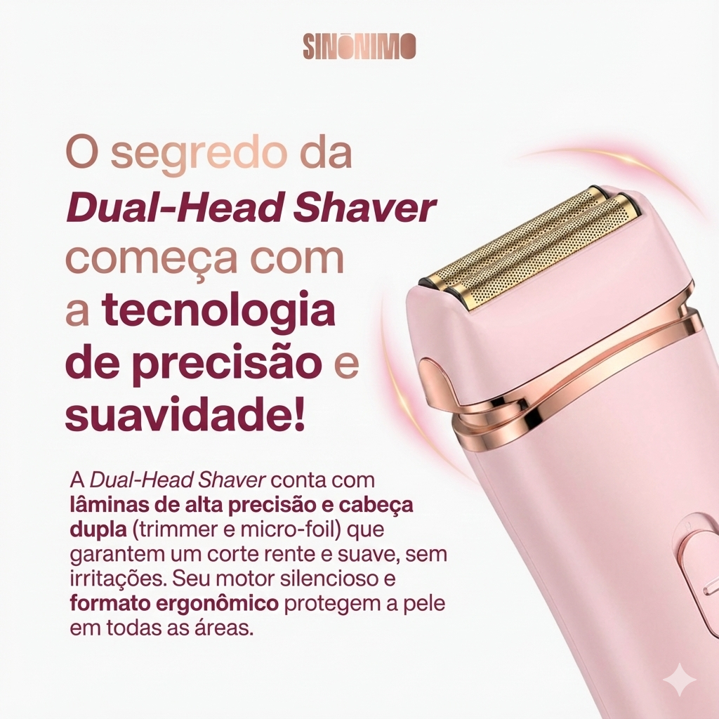 Depilador Elétrico Dual-Head 2 em 1 – Pele Lisinha com Precisão e Conforto
