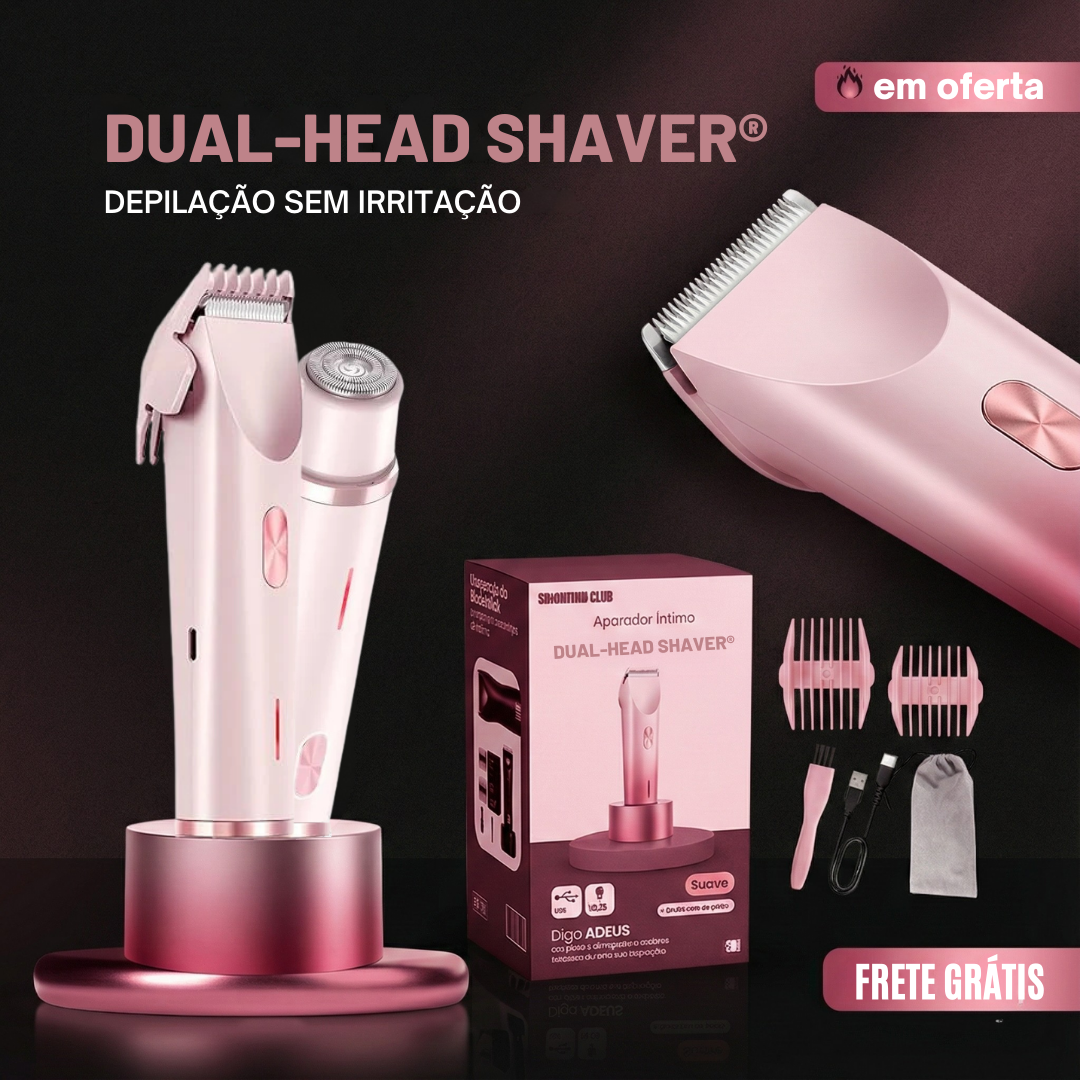 Depilador Elétrico Dual-Head 2 em 1 – Pele Lisinha com Precisão e Conforto
