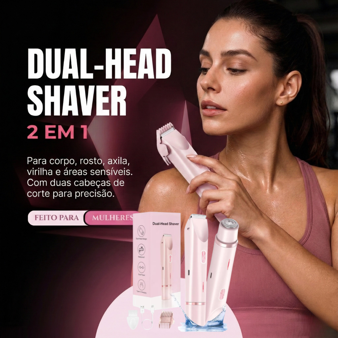 Depilador Elétrico Dual-Head 2 em 1 – Pele Lisinha com Precisão e Conforto